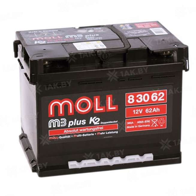 Аккумулятор MOLL M3+ (62 Ah) 600 A, 12 V Обратная, R+ LB2 0