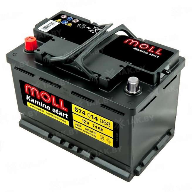 Аккумулятор MOLL (74 Ah) 680 A, 12 V Прямая, L+ L3 0