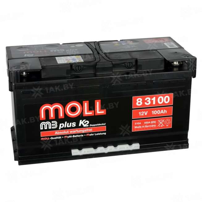 Аккумулятор MOLL M3+ (100 Ah) 850 A, 12 V Обратная, R+ L5 0