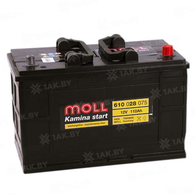 Аккумулятор MOLL (110 Ah) 750 A, 12 V Обратная, R+ D2 0