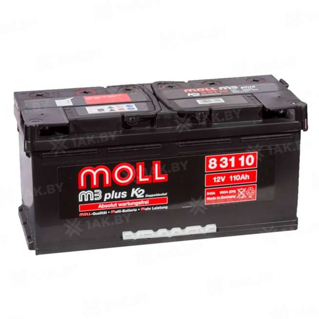 Аккумулятор MOLL M3+ (110 Ah) 900 A, 12 V Обратная, R+ L6 0