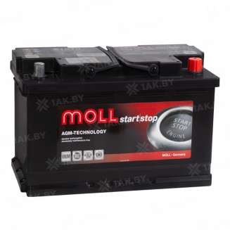 Аккумулятор MOLL AGM (70 Ah) 760 A, 12 V Обратная, R+ 0
