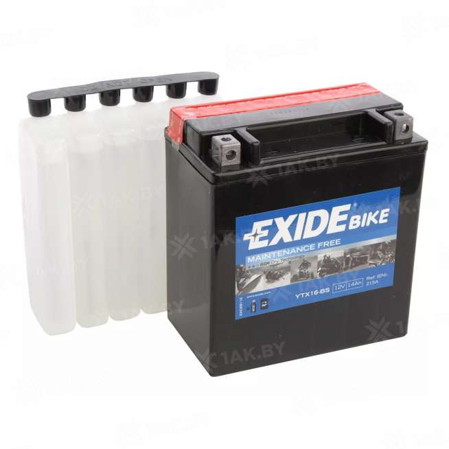 Аккумулятор для мотоцикла EXIDE BIKE (14 Ah) 215 A, 6 V Прямая, L+ YTX16-BS YTX16-BS 0