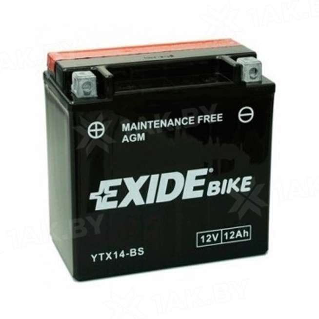 Аккумулятор для мотоцикла EXIDE BIKE (12 Ah) 190 A, 12 V Прямая, L+ YT14B-BS YT14B-BS 0