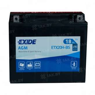 Аккумулятор для мотоцикла EXIDE (18 Ah) 270 A, 12 V Обратная, R+ ETX20HL-BS ETX20HL-BS 0