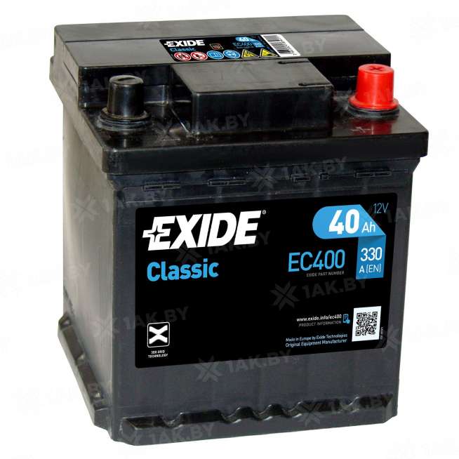 Аккумулятор EXIDE (40 Ah) 330 A, 12 V Обратная, R+ L0 EC400 0