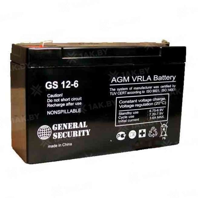 Аккумулятор GS для ИБП, детского электромобиля, эхолота (12 Ah,6 V) AGM 151x50x94 2 кг 0