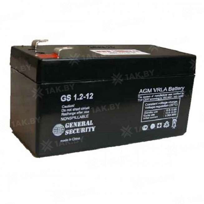 Аккумулятор GS для ИБП, детского электромобиля, эхолота (1.2 Ah,12 V) AGM 98x25x52 0.52 кг 0
