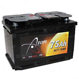 Аккумулятор АТОМ (75 Ah) 550 A, 12 V Обратная, R+ L3 6СТ-75NR