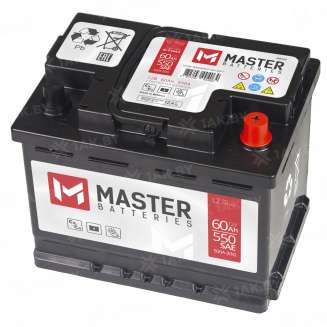 Аккумулятор MASTER BATTERIES (60 Ah) 500 A, 12 V Обратная, R+ L02 MB600E 1