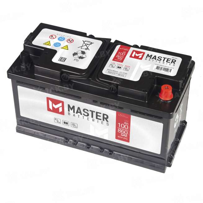 Аккумулятор MASTER BATTERIES (100 Ah) 800 A, 12 V Обратная, R+ L5 MB1000E 1