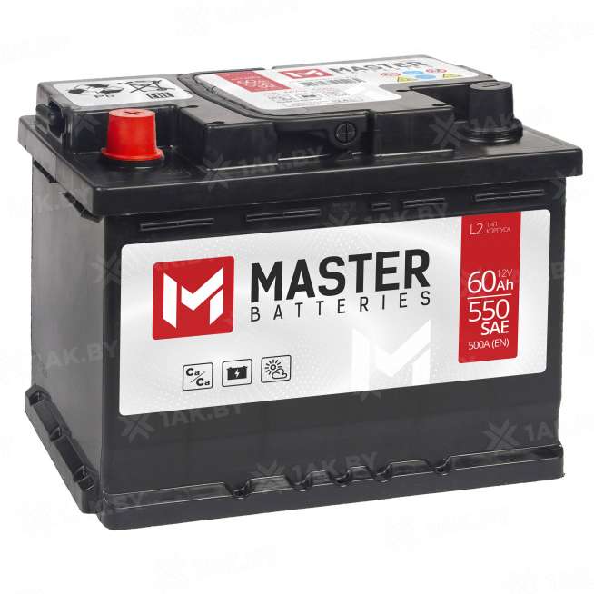 Аккумулятор MASTER BATTERIES (60 Ah) 500 A, 12 V Прямая, L+ L2 MB601E 0