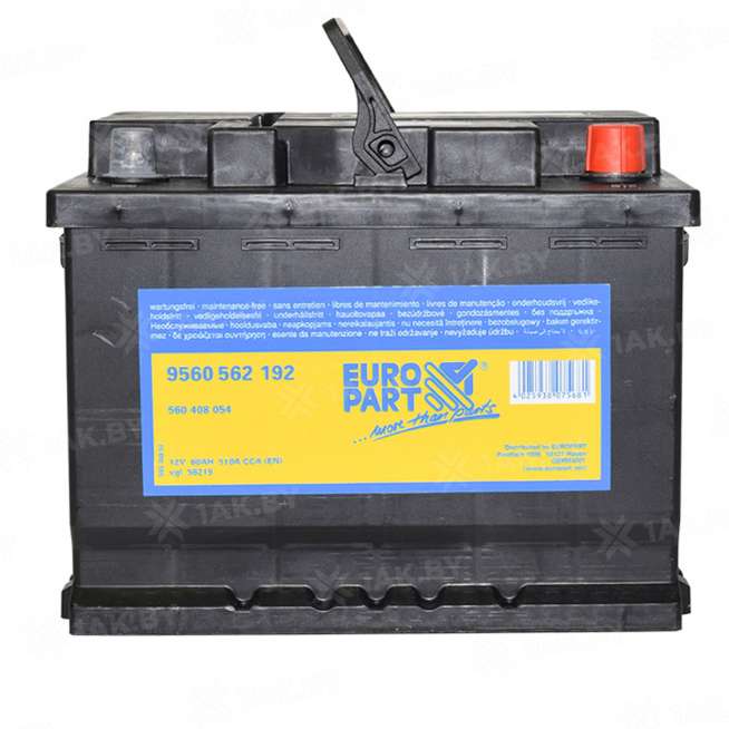 Аккумулятор EUROPART (60 Ah) 510 A, 12 V Обратная, R+ L2 0