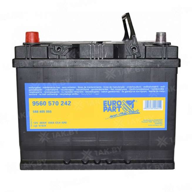 Аккумулятор EUROPART (68 Ah) 550 A, 12 V Прямая, L+ D26 0