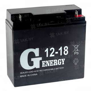 Аккумулятор G-ENERGY для ИБП, детского электромобиля, эхолота (18 Ah,12 V) AGM 181x77x167 4.7 кг Аккумулятор G-ENERGY для ИБП, детского электромобиля, эхолота (18 Ah,12 V) AGM 181x77x167 4.7 кг