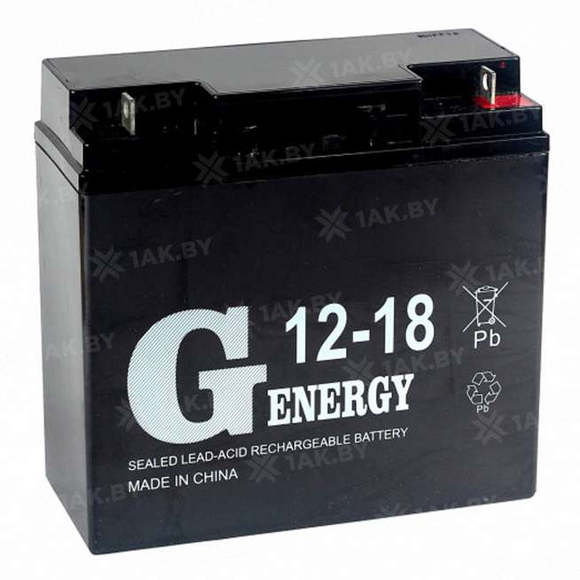 Аккумулятор G-ENERGY для ИБП, детского электромобиля, эхолота (18 Ah,12 V) AGM 181x77x167 4.7 кг 0