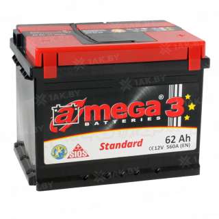 Аккумулятор A-mega Standard (62 Ah) 560 А, 12 V Обратная, R+ L2 Аккумулятор A-mega Standard (62 Ah) 560 А, 12 V Обратная, R+ L2
