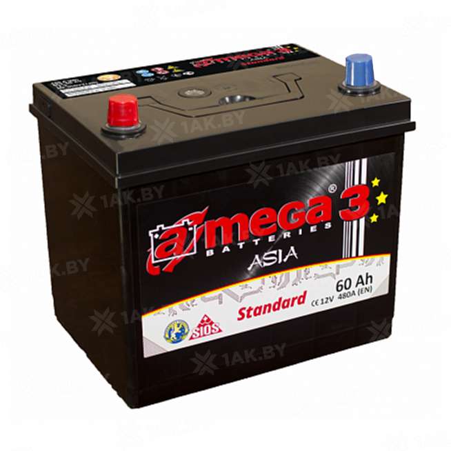 Аккумулятор A-mega Asia Standard (60 Ah) 480 A, 12 V Прямая, L+ D23 0