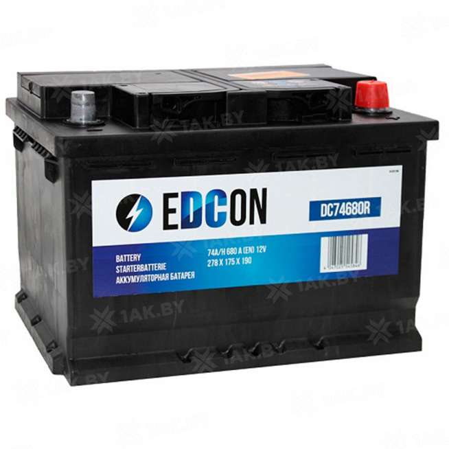 Аккумулятор EDCON (74 Ah) 680 A, 12 V Обратная, R+ L3 0