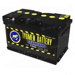 Аккумулятор Тюмень Стандарт (72 Ah) 620 A, 12 V Прямая, L+ LB3 Аккумулятор Тюмень Стандарт (72 Ah) 620 A, 12 V Прямая, L+ LB3