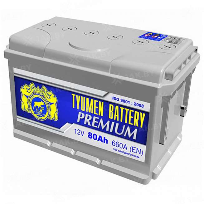 Аккумулятор Тюмень Премиум (80 Ah) 660 A, 12 V Прямая, L+ L4 0