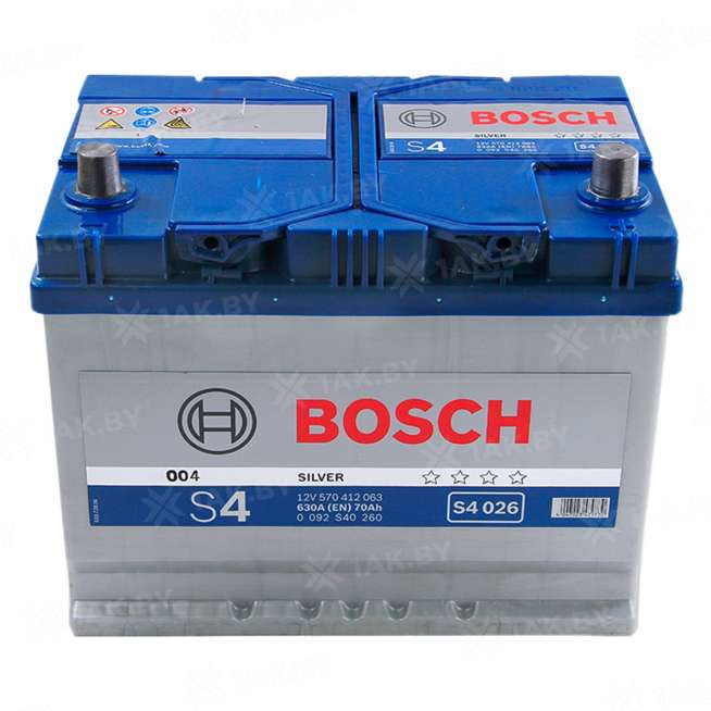 Аккумулятор BOSCH S4 (70 Ah) 630 A, 12 V Прямая, L+ D26 0