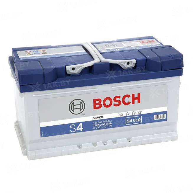 Аккумулятор BOSCH S4 (80 Ah) 740 A, 12 V Обратная, R+ LB4 0