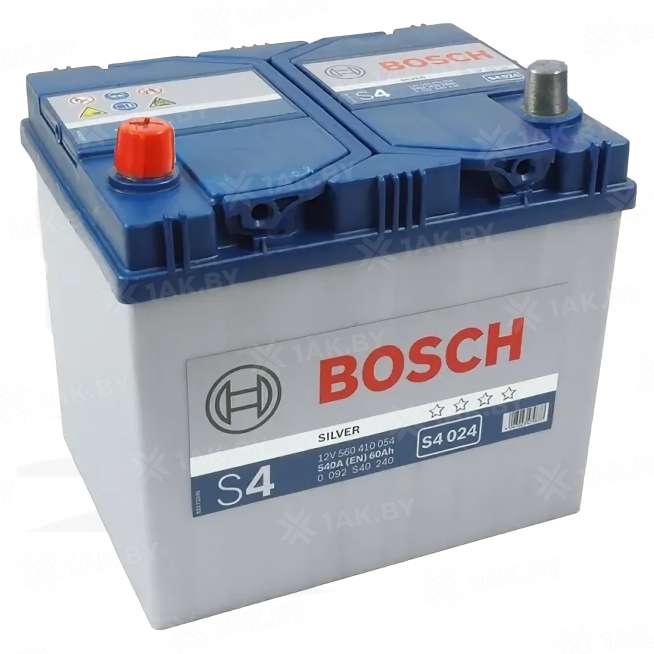 Аккумулятор BOSCH S4 (60 Ah) 540 A, 12 V Прямая, L+ D23 0