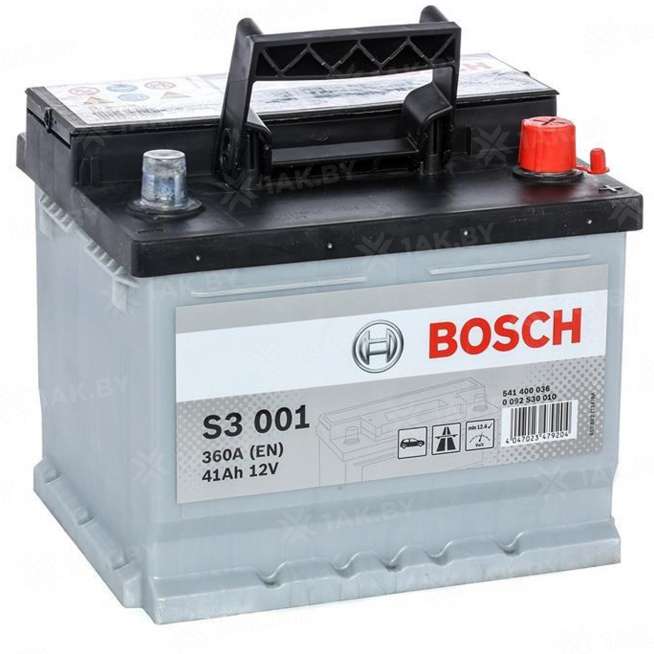 Аккумулятор BOSCH S3 (41 Ah) 360 A, 12 V Обратная, R+ LB1 0
