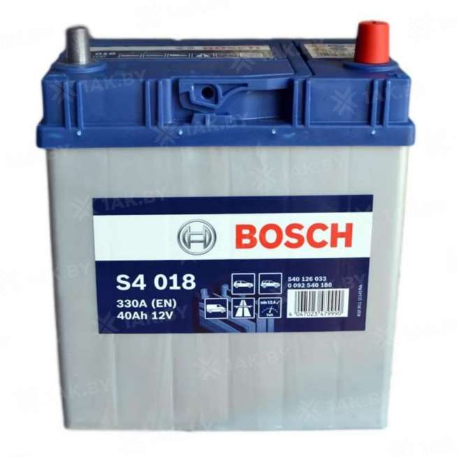 Аккумулятор BOSCH S4 (40 Ah) 330 A, 12 V Обратная, R+ B19 0