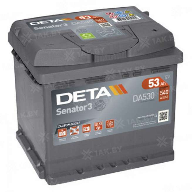 Аккумулятор DETA (53 Ah) 540 A, 12 V Обратная, R+ L1 0