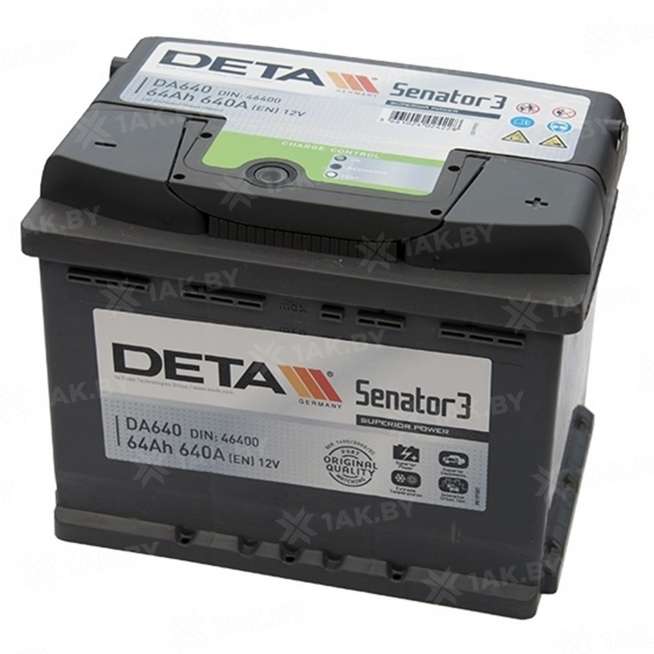 Аккумулятор DETA (64 Ah) 640 A, 12 V Обратная, R+ L2 0