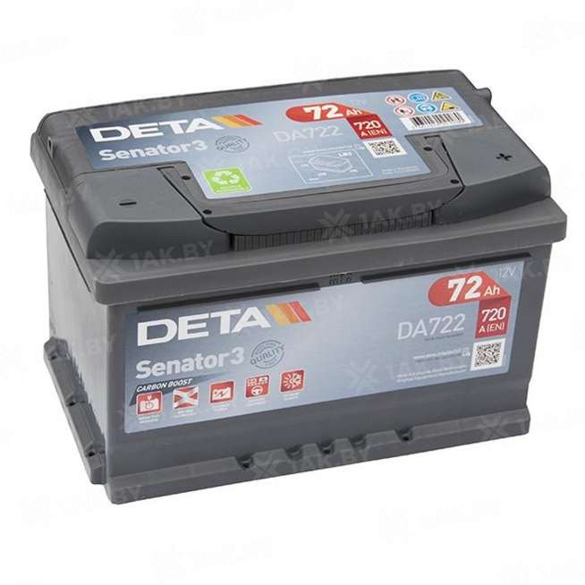 Аккумулятор DETA (72 Ah) 720 A, 12 V Обратная, R+ LB3 0