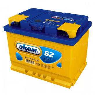 Аккумулятор AKOM 6CT (62 Ah) 540 A, 12 V Обратная, R+ L2 6CT-62VL 0