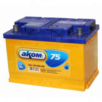 Аккумулятор AKOM 6CT (75 Ah) 700 A, 12 V Обратная, R+ 0