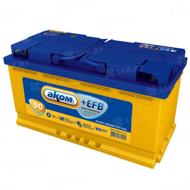 Аккумулятор AKOM +EFB (90 Ah) 820 A, 12 V Прямая, L+ L5 6СТ-90VL 0