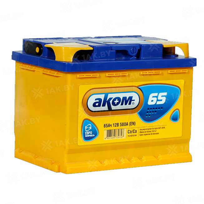 Аккумулятор AKOM 6CT (65 Ah) 580 А, 12 V Обратная, R+ L2 6CT-65VL 0
