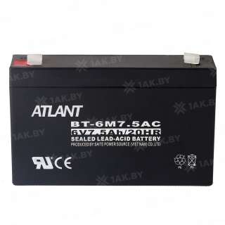 Аккумулятор ATLANT для ИБП, детского электромобиля, эхолота (7.5 Ah,6 V) AGM 151x34x94 1.12 кг Аккумулятор ATLANT для ИБП, детского электромобиля, эхолота (7.5 Ah,6 V) AGM 151x34x94 1.12 кг