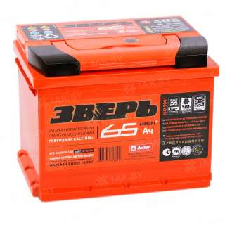 Аккумулятор ЗВЕРЬ (65 Ah) 640 A, 12 V Прямая, L+ L2 Аккумулятор ЗВЕРЬ (65 Ah) 640 A, 12 V Прямая, L+ L2