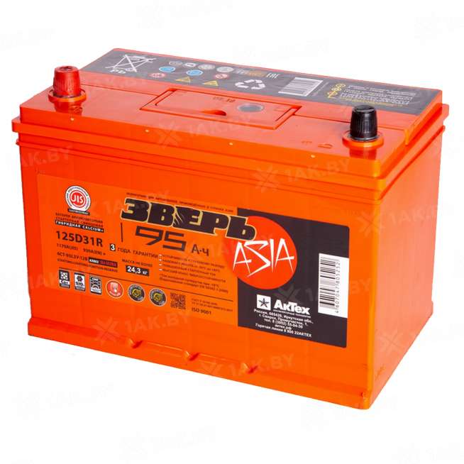 Аккумулятор ЗВЕРЬ (95 Ah) 930 A, 12 V Прямая, L+ D31 0