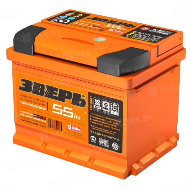 Аккумулятор ЗВЕРЬ (55 Ah) 530 A, 12 V Обратная, R+ L2 0