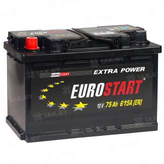 Аккумулятор EUROSTART Extra Power (75 Ah) 615 A, 12 V Прямая, L+ 0