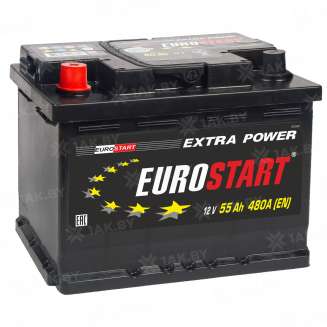 Аккумулятор EUROSTART Extra Power (55 Ah) 480 A, 12 V Прямая, L+ L2 EU551E 0