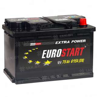 Аккумулятор EUROSTART Extra Power (75 Ah) 615 A, 12 V Обратная, R+ L3 EU750E Аккумулятор EUROSTART Extra Power (75 Ah) 615 A, 12 V Обратная, R+ L3 EU750E