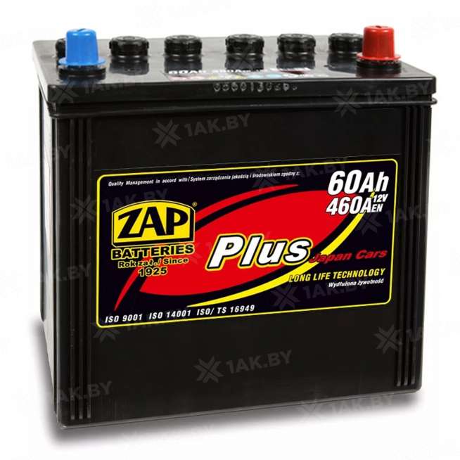 Аккумулятор ZAP PLUS (60 Ah) 460 A, 12 V Обратная, R+ D23 ZAP-560 68 0