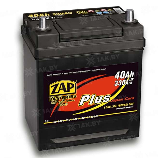 Аккумулятор ZAP PLUS (40 Ah) 330 A, 12 V Обратная, R+ B19 ZAP 540 77 0