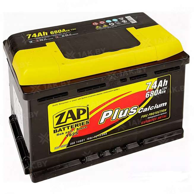 Аккумулятор ZAP PLUS (74 Ah) 680 A, 12 V Обратная, R+ L3 ZAP-574 12 0