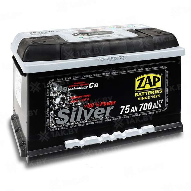 Аккумулятор ZAP SILVER (75 Ah) 700 A, 12 V Обратная, R+ L3 ZAP-575 25 0