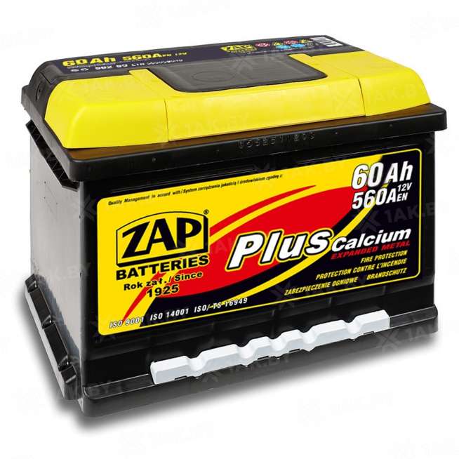 Аккумулятор ZAP PLUS (60 Ah) 560 A, 12 V Прямая, L+ L2 ZAP-560 96 0