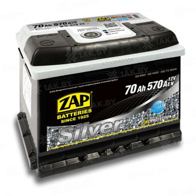 Аккумулятор ZAP SILVER (70 Ah) 570 A, 12 V Обратная, R+ L2 ZAP-570 25 0